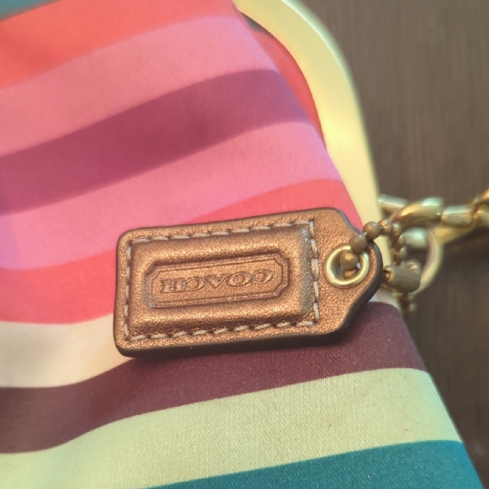 Coach Legacy Striped Large Kisslock Pouch/Wristlet - Picture 3 of 7